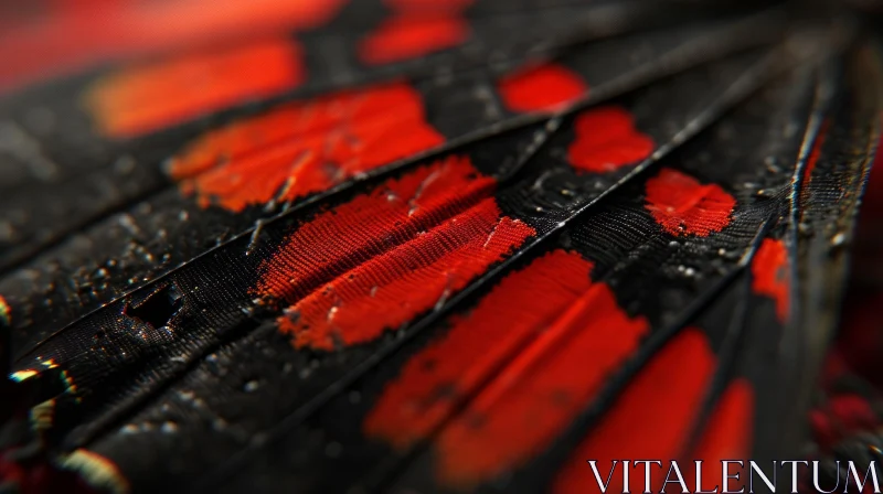 Close-up of a Red and Black Butterfly Wing - Artistic Nature Photography AI Image