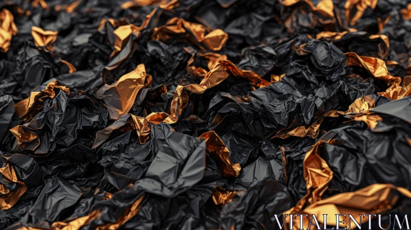 Crumpled Black and Gold Foil: Abstract Art AI Image