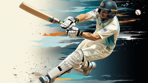 Dynamic Cricket Batsman Digital Painting