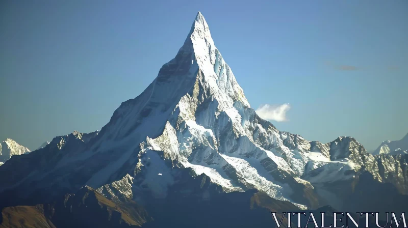 AI ART Majestic Snow-Capped Mountain Peak - Travel Brochure Image