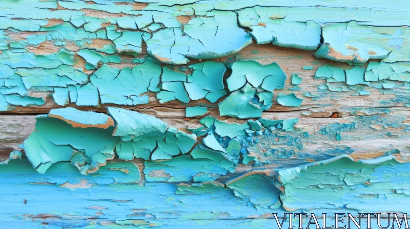 Weathered Blue Painted Wooden Surface with Cracks and Peeling Paint AI Image