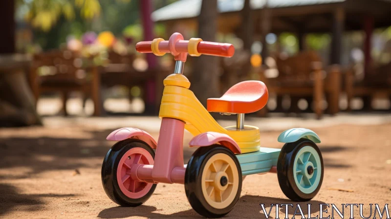 Colorful Child's Tricycle in Park AI Image
