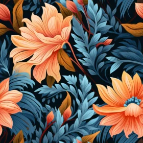 Dark Blue Floral Seamless Pattern