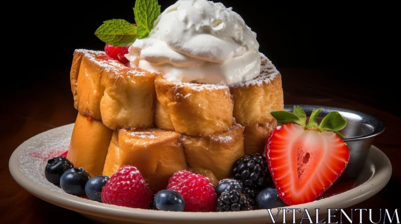 Delicious French Toast with Berries and Cream AI Image