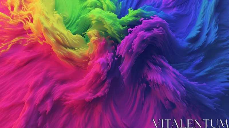 Fluid Rainbow Abstract Painting AI Image