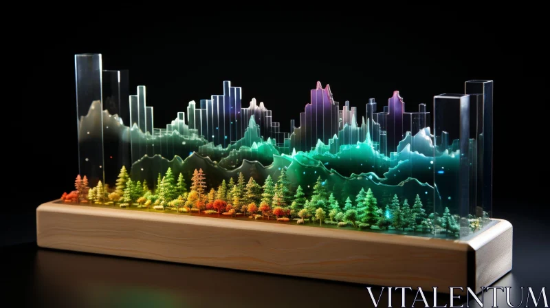 AI ART Glass City Surrounded by Colorful Forest - 3D Rendering