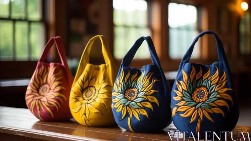 Handmade Sunflower Patterned Bags Collection AI Image
