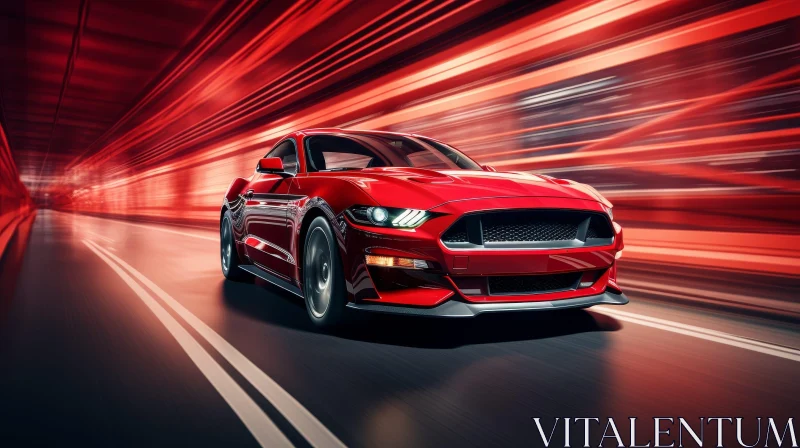 Red Ford Mustang Shelby GT500 in Motion AI Image