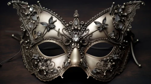 Silver Venetian Mask with Butterfly Design