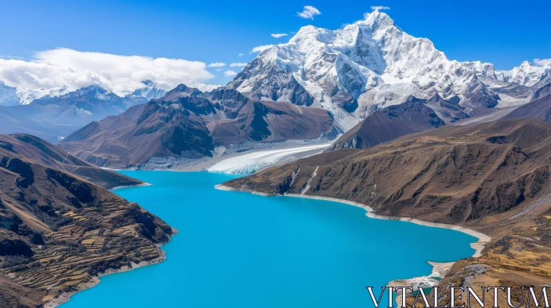 AI ART Turquoise Lake in the Himalayas - Serene Nature Beauty