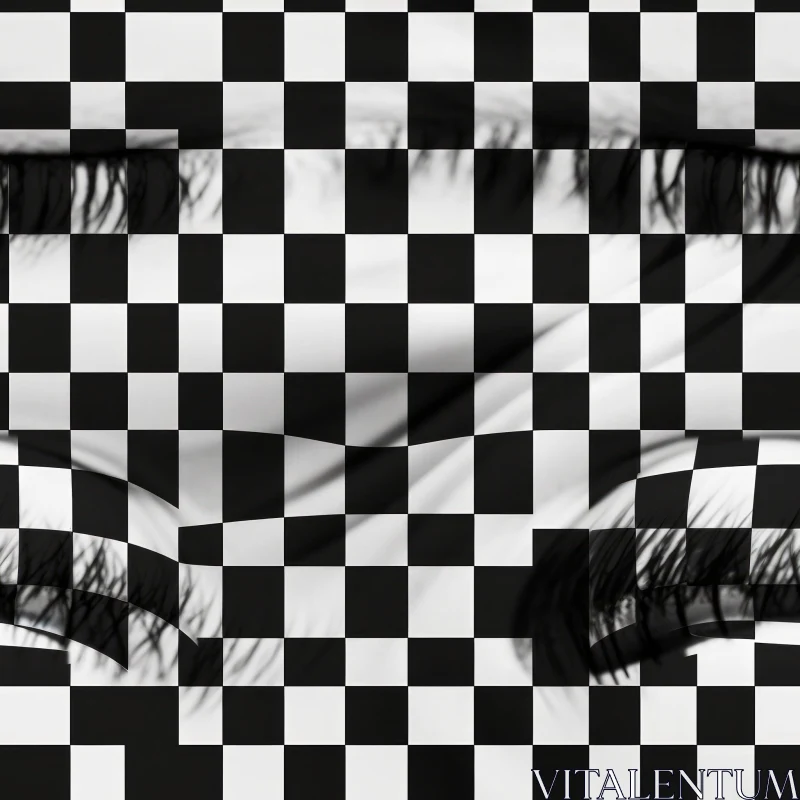 AI ART Checkered Pattern with Eyes - Neutral Expression