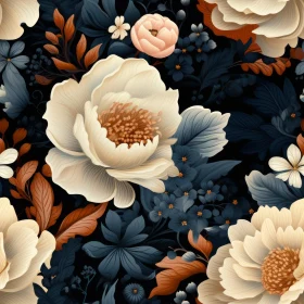 Dark Blue Floral Seamless Pattern