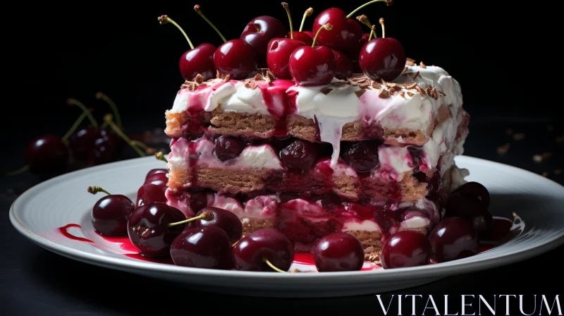 AI ART Decadent Chocolate Cake with Cherries and Cream