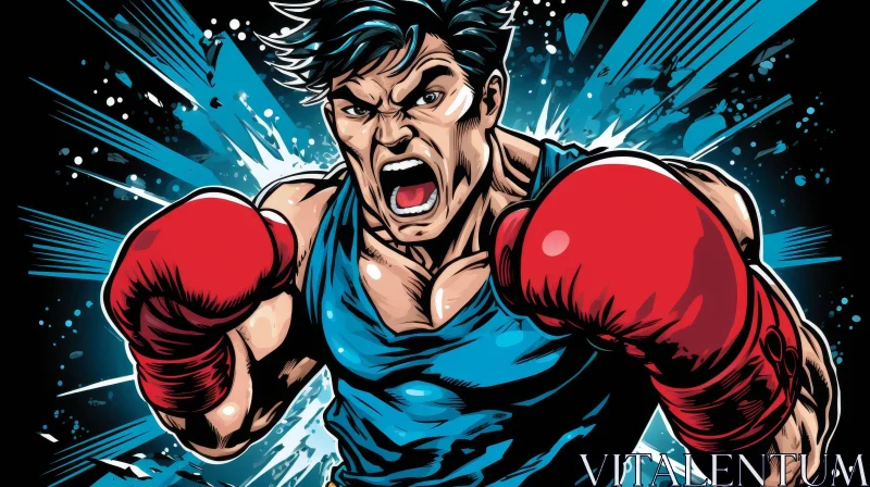 Determined Boxer Cartoon Art AI Image