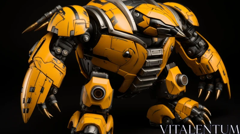 Futuristic Yellow Robot with Manticore Features AI Image