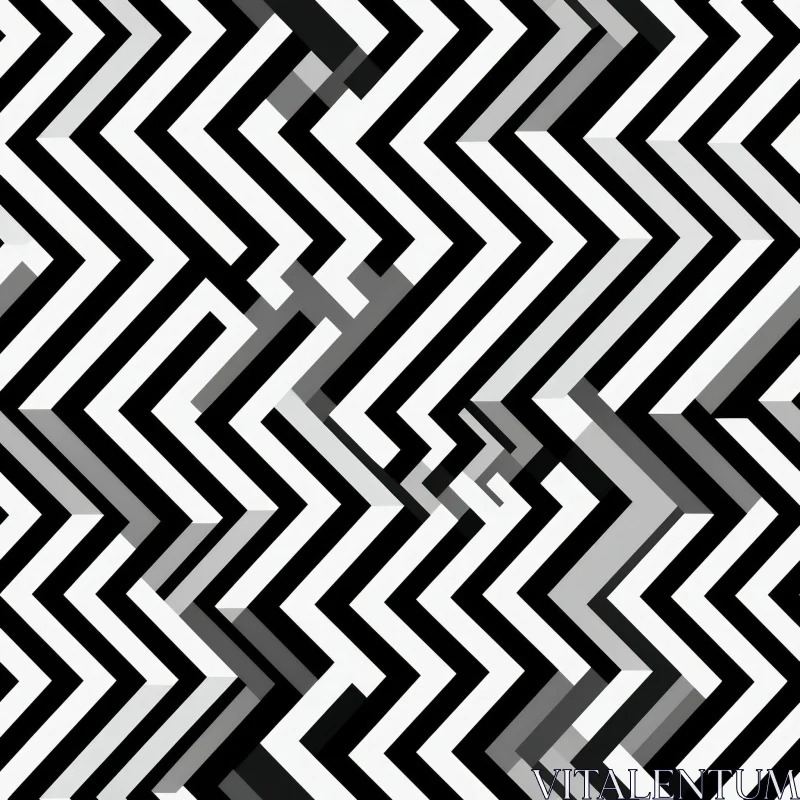 AI ART Monochrome Geometric Zigzag Pattern - Seamless Design