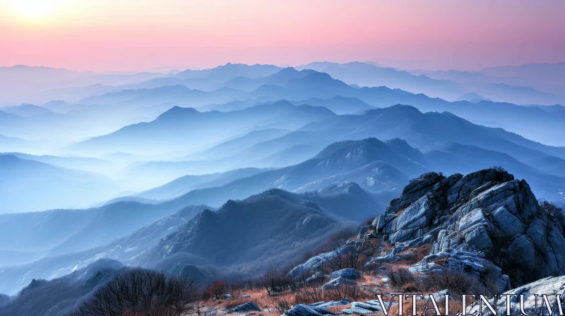Mountain Range Sunrise Landscape AI Image