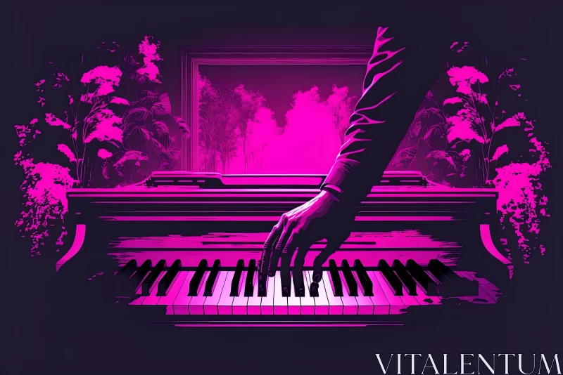 Mysterious Jungle Piano - Graphic Design-Inspired Illustration AI Image