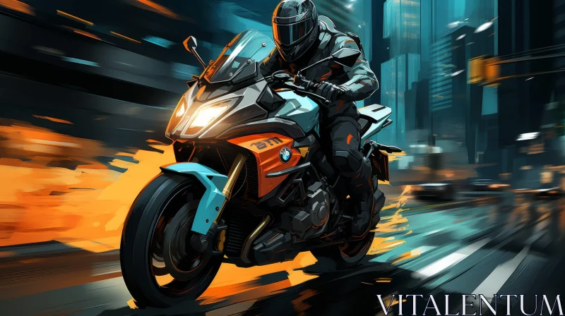 Night City Motorcycle Ride AI Image