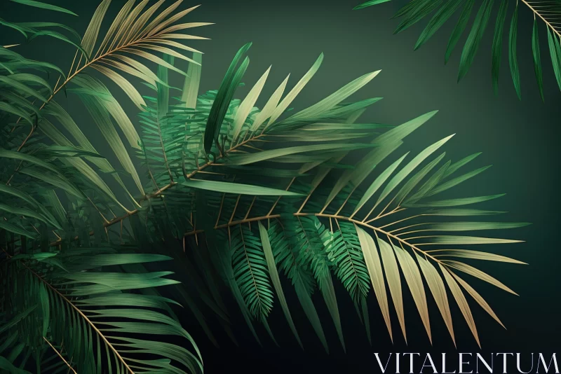 AI ART Tropical Palm Leaves on Dark Background | Realistic Hyper-Detailed Renderings