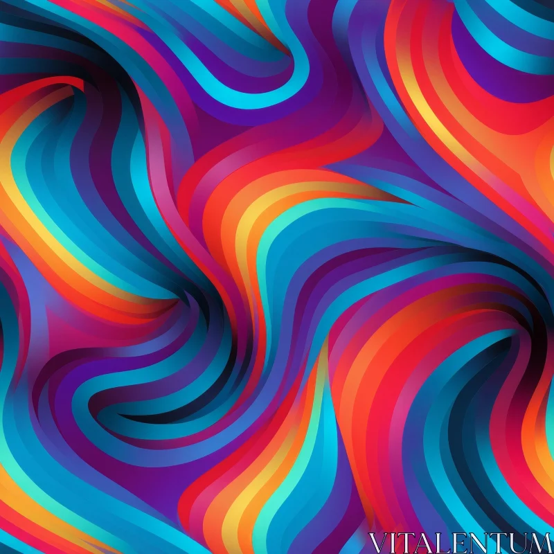 AI ART Vibrant Abstract Wavy Pattern - Psychedelic Design Element