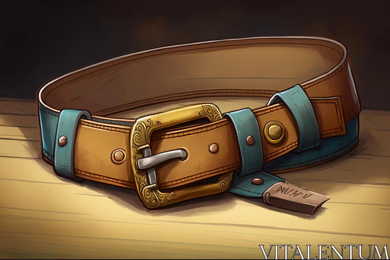 Whimsical Character Illustration of an Old Belt | Rustic Leather Design AI Image