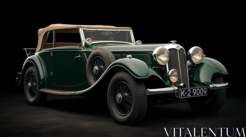 1930s Classic Green Car with Tan Convertible Top AI Image