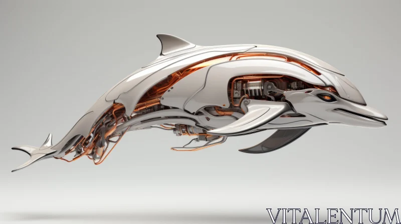 3D Illustration of Futuristic Robot Dolphin AI Image
