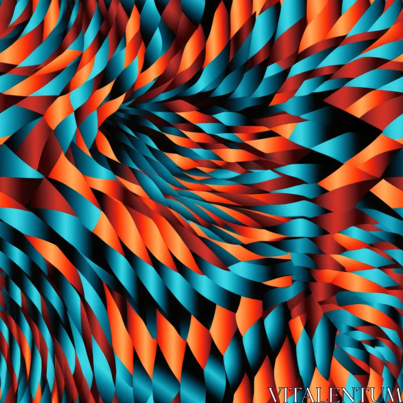 AI ART Blue and Orange Abstract Wave Pattern