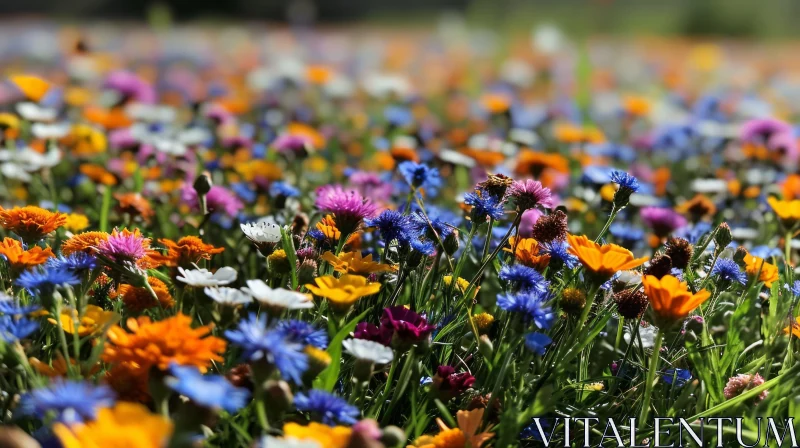 Close-Up of a Colorful Field of Wildflowers AI Image