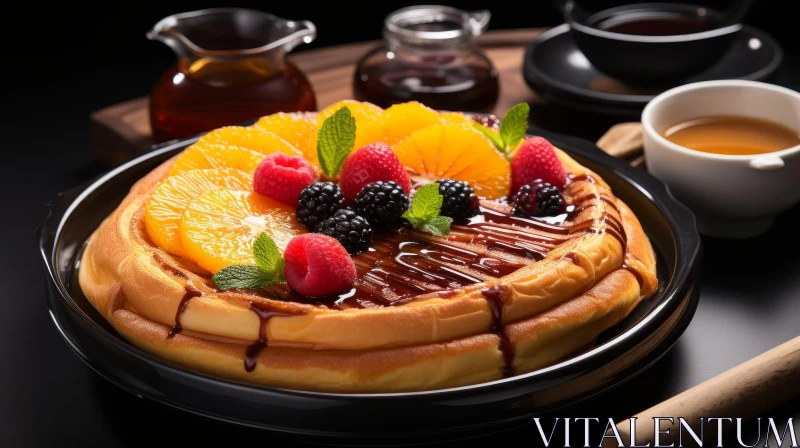 Delicious Pancakes with Fresh Fruit and Syrup AI Image