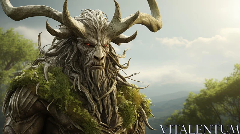 Enigmatic Horned God in the Forest AI Image