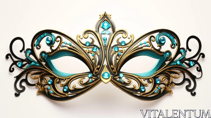 Exquisite Venetian Carnival Mask - Intricate Metal Design AI Image
