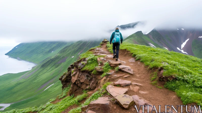 Mountain Hiking Adventure - Scenic Nature Exploration AI Image