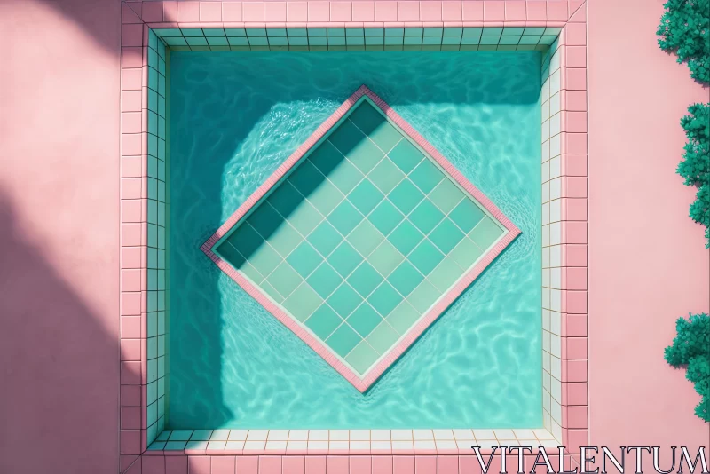 Pink Diamond Pool: Symmetrical Compositions and Retro Charm AI Image