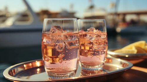 Refreshing Pink Lemonade in Marina Setting