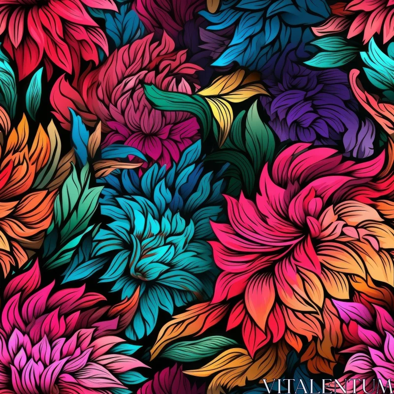 Bright Floral Pattern - Lush and Abundant Design AI Image