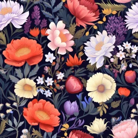 Dark Blue Floral Pattern with Roses