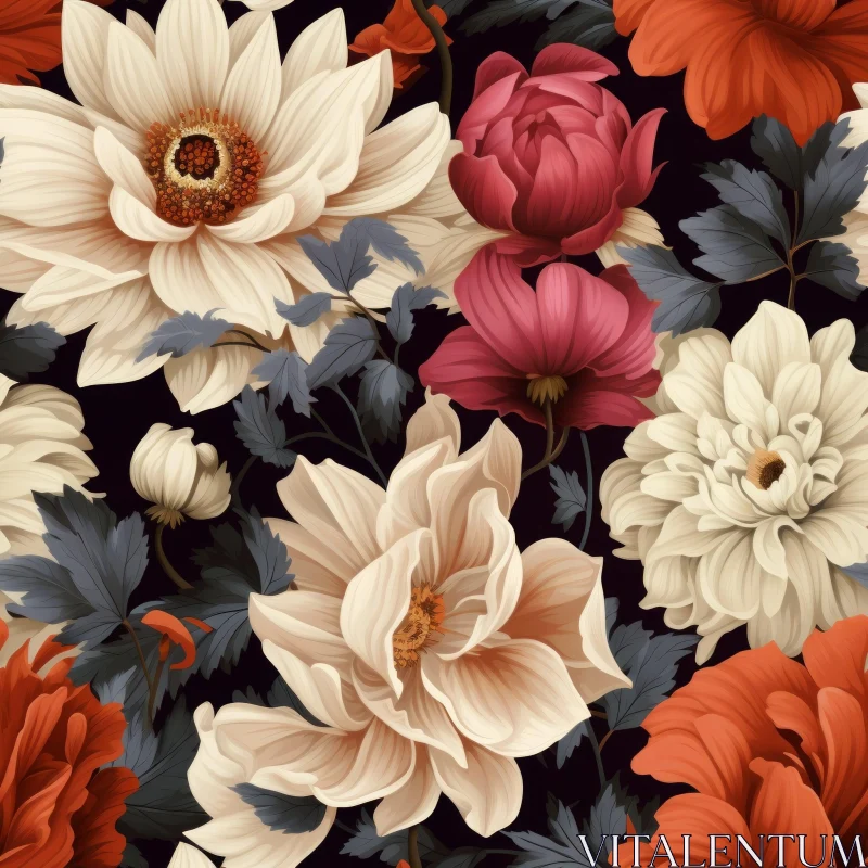 Dark Floral Pattern for Home Decor AI Image