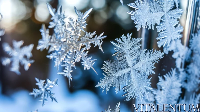 Delicate Snowflakes on Window: A Captivating Close-Up AI Image