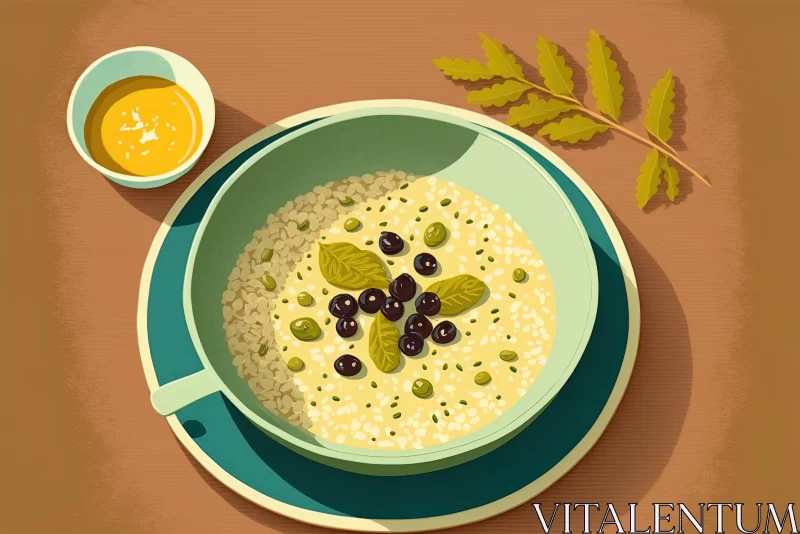 Delicious Olive Soup with Olives and Nuts - Vector Illustration AI Image