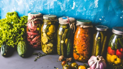 Exquisite Pickled Vegetables in Glass Jars | Artistic Still Life