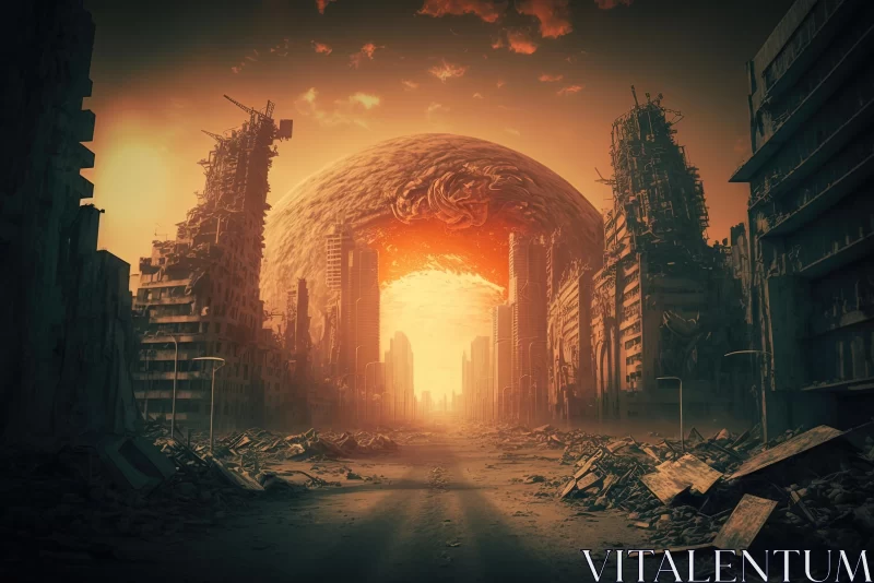 Futuristic City in Ruins: A Captivating Artwork AI Image