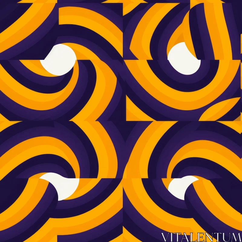 AI ART Interlocking Circles Geometric Pattern in Purple, Orange, and Yellow