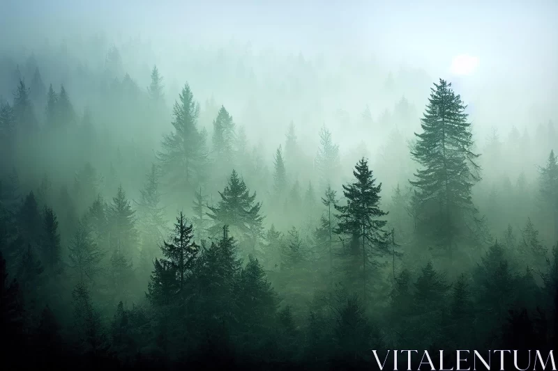 Mysterious Foggy Forest Landscape | Digitally Enhanced | 8k Resolution AI Image