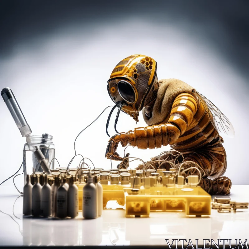 Surreal Bee Robot Miniature Artwork AI Image