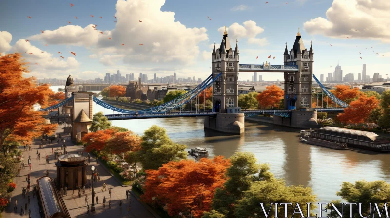 Tower Bridge London City Skyline View AI Image