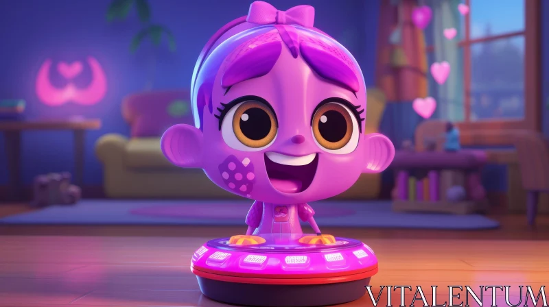 Adorable Purple Alien Toy in Child's Room AI Image