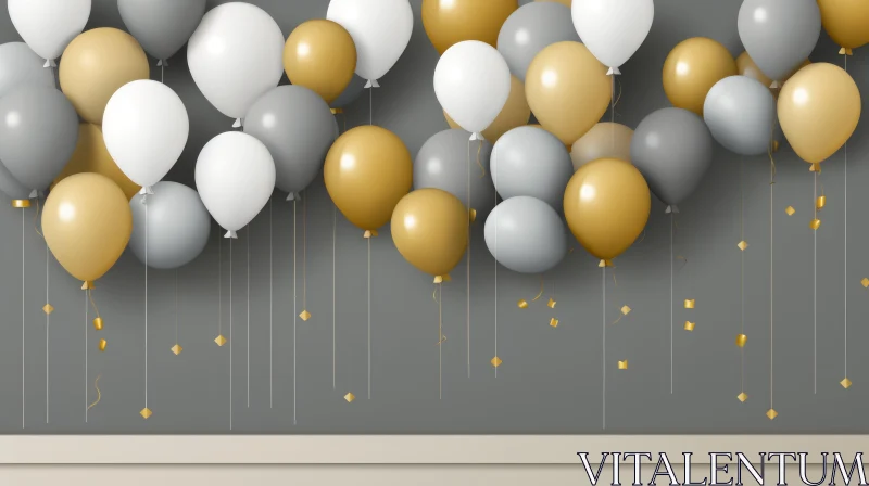 Balloon Cluster on Gray Wall - 3D Rendering AI Image