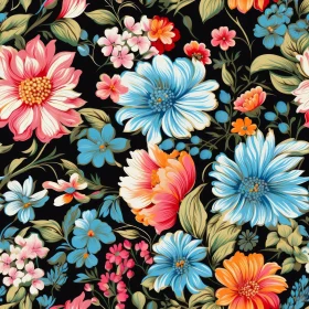 Dark Floral Pattern with Roses and Lilies